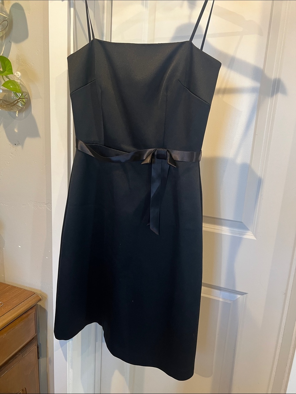 Laundry By Shelli Segal Black Mini Dress with Satin Waist Tie